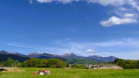 街（茅野市）からの帰り道 にて　八ヶ岳連峰
