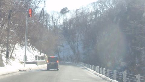 白樺湖からの帰り道 にて
