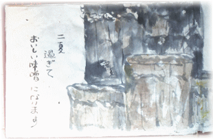樽の並んでいる絵