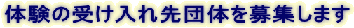 体験の受け入れ先団体を募集します 